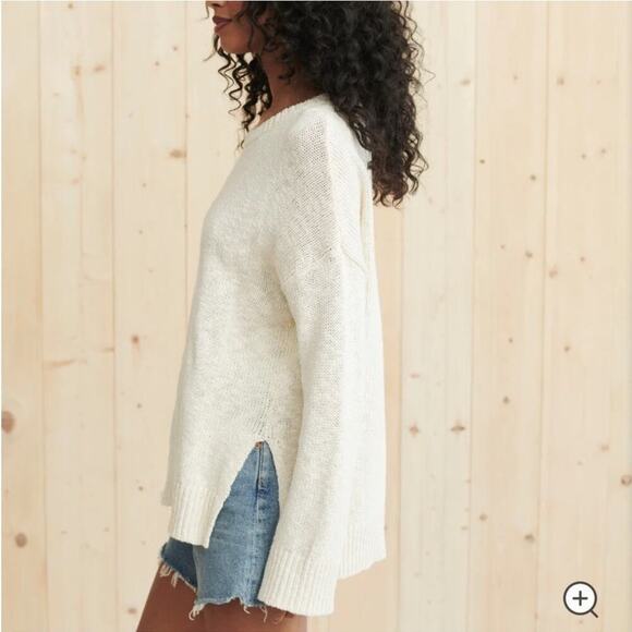 Jenni Kayne Cruise Boyfriend Sweater In Ivory Size Small Cotton Linen - Picture 7 of 13